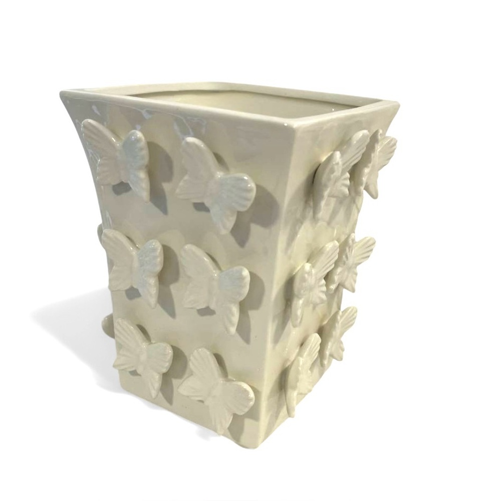 Two Abbott Collection Ceramic Butterfly Planters